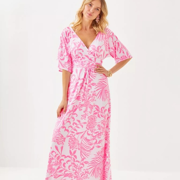 Lilly Pulitzer Parigi Maxi Dress, Rousseau Pink Glisten Size Medium - Picture 1 of 7